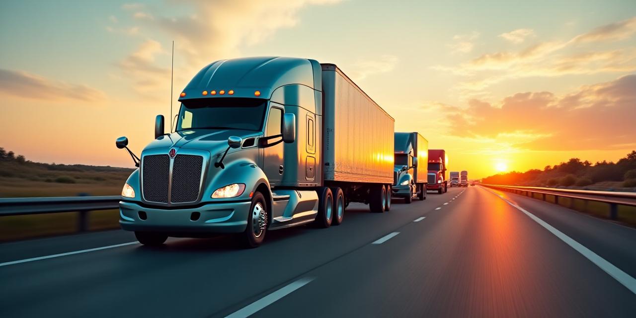 Heavy duty logistics trucks on a modern highway