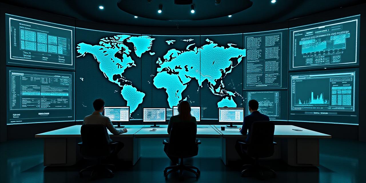 Modern logistics command center with digital mapping